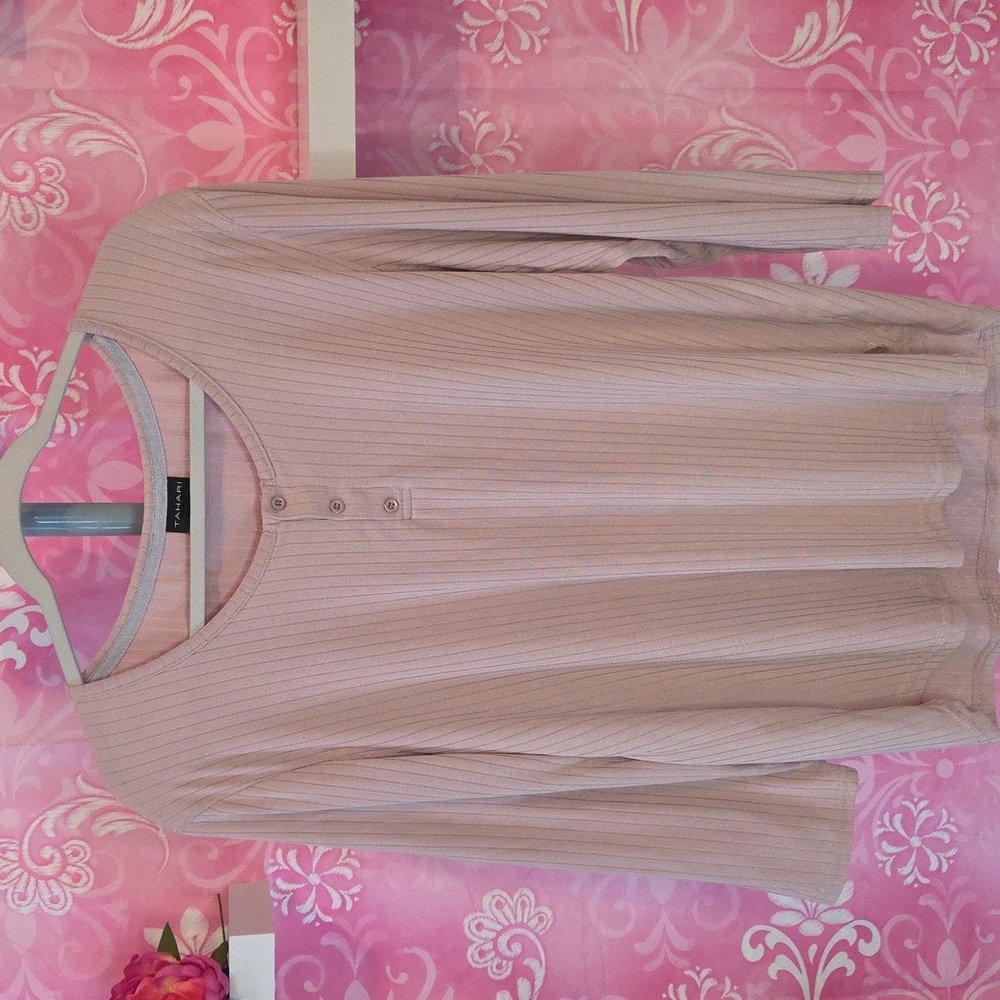 Tahari Taupe Button-Down Shirt